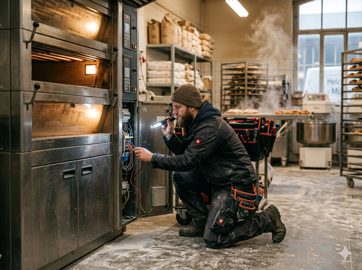 Techniker bei der Arbeit am Backofen